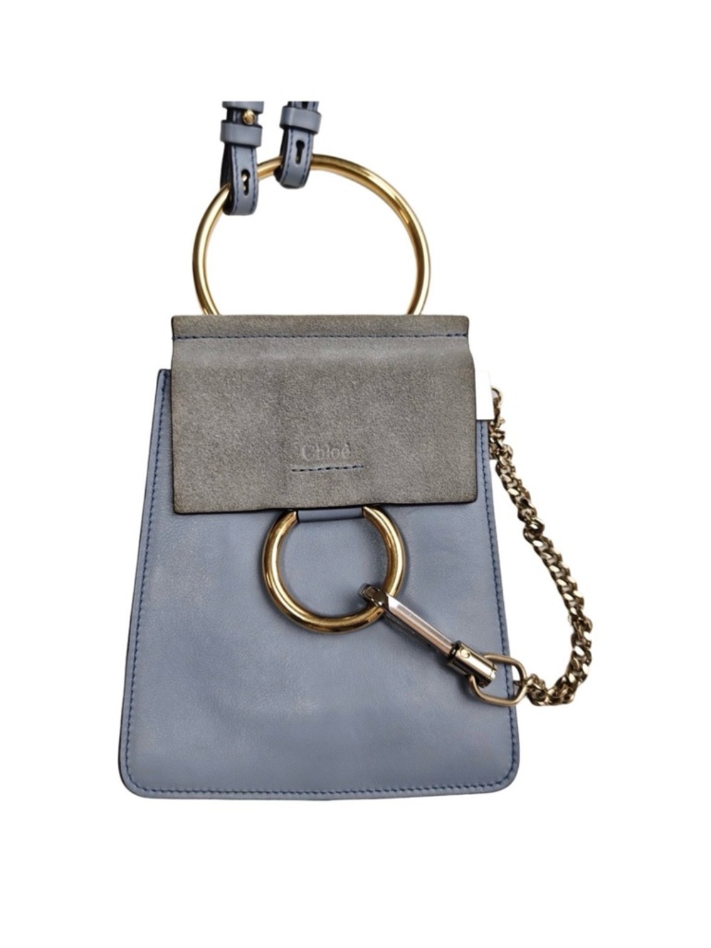 Chloé Small Crossbody Bag in Slate Blue with Gold Hardware